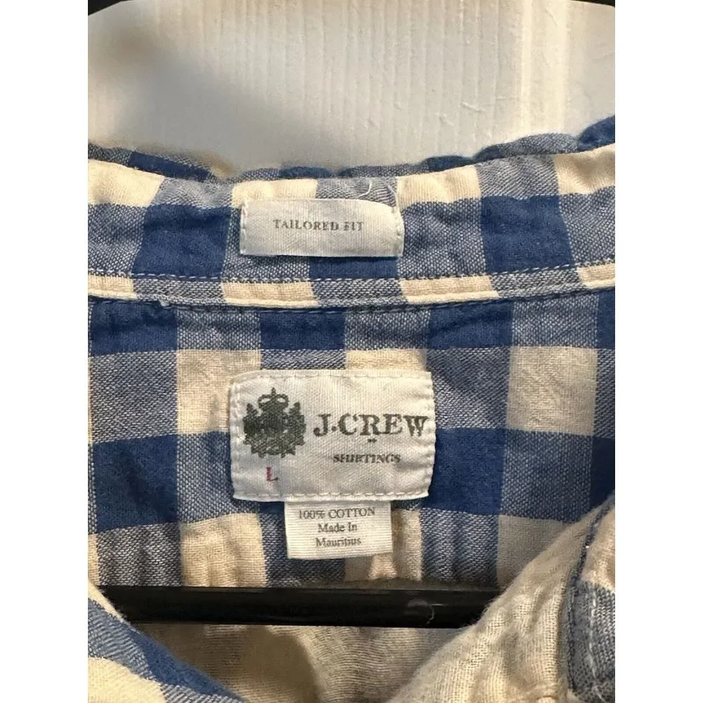 J Crew Dress Shirt Plaid Tailored Fit Long Sleeve Button‎ Up Casual Mens Large